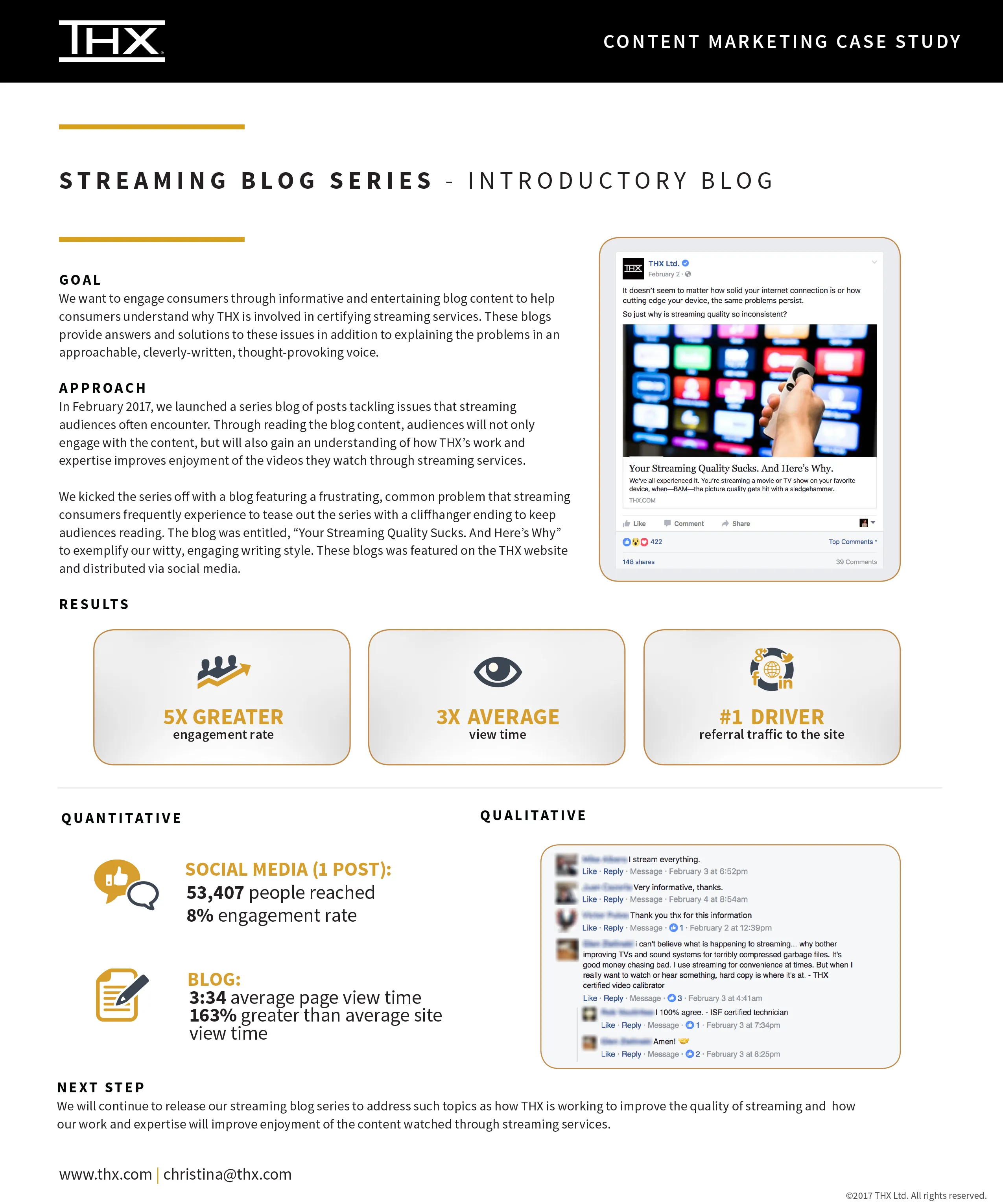 THX streaming video blog series case study